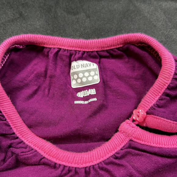 Old Navy girls purple and pink trim long sleeve shirt - Picture 4 of 5